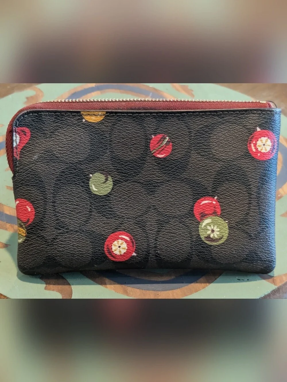 Coach Signature Holiday Ornament Wristlet (Missing Zipper Pull/Broken Zipper)